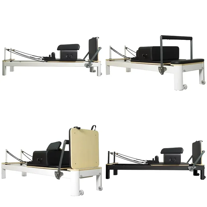 Commercial Aluminum Pilates Reformer Adjustable Spring Resistance Pilates Core Bed for Yoga Studio Custom Color Leather