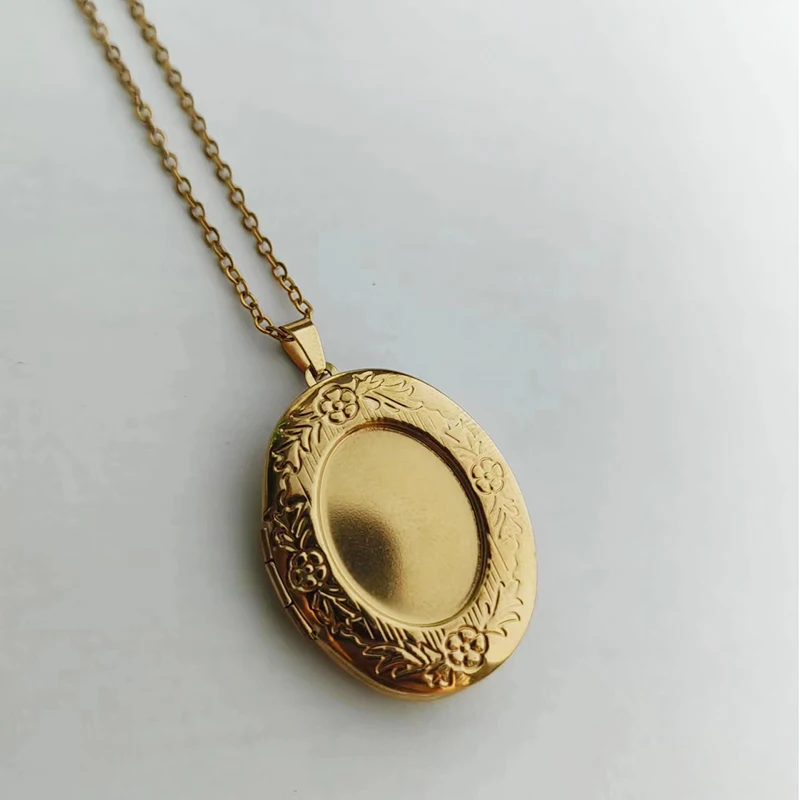 Wholesale20pc DIY Concaved Oval Photo Frame Stainless Steel Charms Locket Pendant Jewelry Men Women Making Family Memories Gift