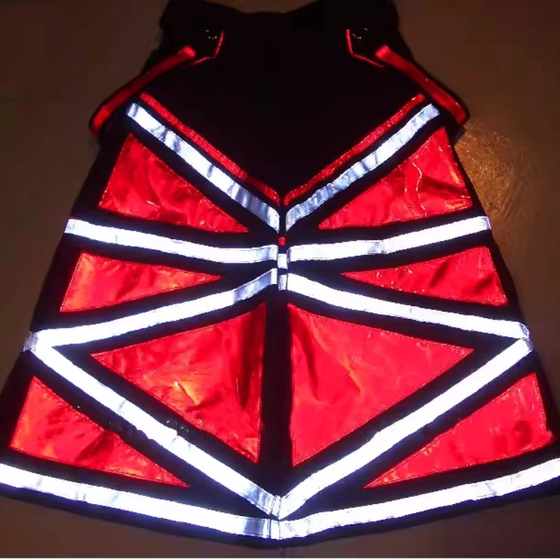 

Fashion Red White Reflective Strip Night Vision Pants Shuffle Ghost Dancing Pants Luminous Death Trousers Teens Clothing Unisex