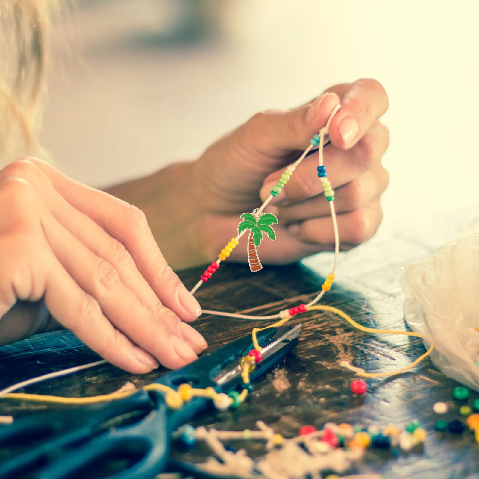 10Pcs Coconuts Tree Charms DIY Tropical Jewelry Accessories Palm Pendants Beads for Summer Bracelets Necklaces Crafting