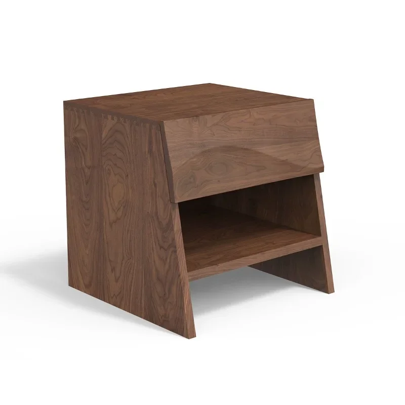 Wave strip bedside table, all solid wood pine bedside table, bedroom light luxury high-end modern simplicity
