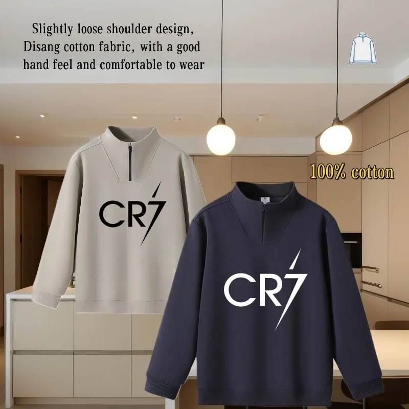 Pure Cotton Comfortable Half-Turtleneck Men's Base Layer Shirt for Autumn and Winter