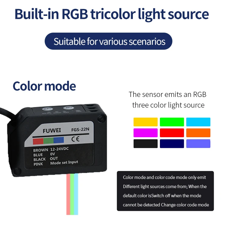 Imagem -06 - Fuwei-sensor Cromático Rgb Interruptor Fotoelétrico Correção Cromática