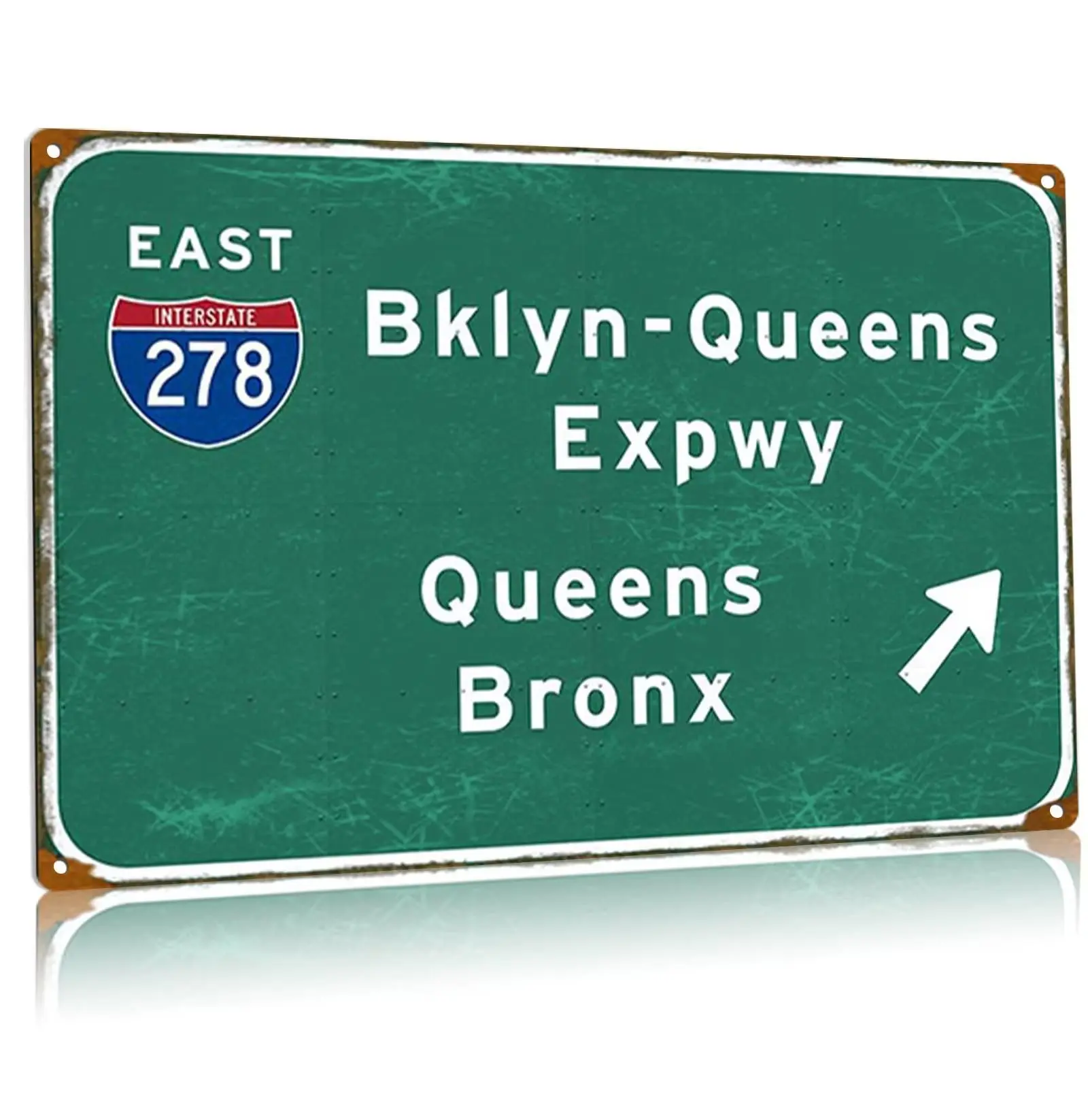 Retro Bronx Metal Tin Sign Queens East Interstate 278 Street Sign Bar Club Decor Pub Man Cave Wall Hanging Decoration 12x16 Inch