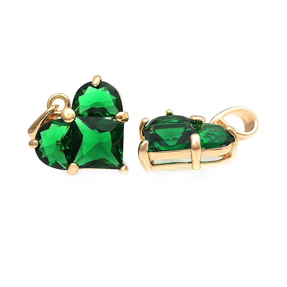 18K Gold Farbe Messing und Zirkon Herz Charms Anhänger Hochwertige Schmuckherstellung Halskette Ohrringe Zubehör für Frauen – Detail 18