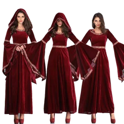 Medieval retro costumes Witch robes Halloween clothing Christmas female dress up Santa Claus Stage performance Evening Party