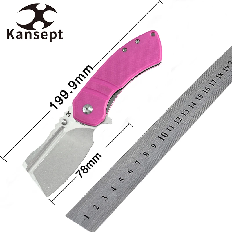 

Kansept Knives M+ Korvid T2030B4U 3.07“Stonewashed 154CM Blade with Pink G10 Koch Tools Designed for EDC Carry Men Women Knife