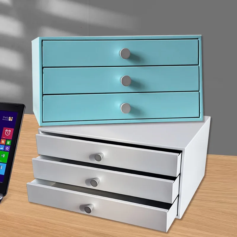 Foreign trade export desktop simple white office iron drawer cabinet table steel stainless steel