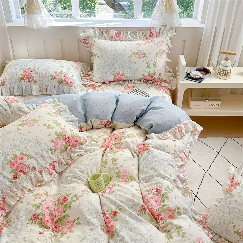 2025 New Cotton Printed Lace Lace Quilt Cover Korean-style Skin-friendly Duvet Skin Friendly Breathable 150x200 220x240 Bedding