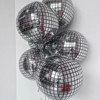 5pcs/Set Round 4D Disco Foil Balloon 80 90s Retro Pop Rock Ballroom Wedding Birthday Space Party New Year Christams Decoration