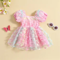 Toddler Baby Girl Princess Butterfly Wings Fairy Dress Sleeveless Strap Pleated A-Line Layered Tulle Tutu Dresses