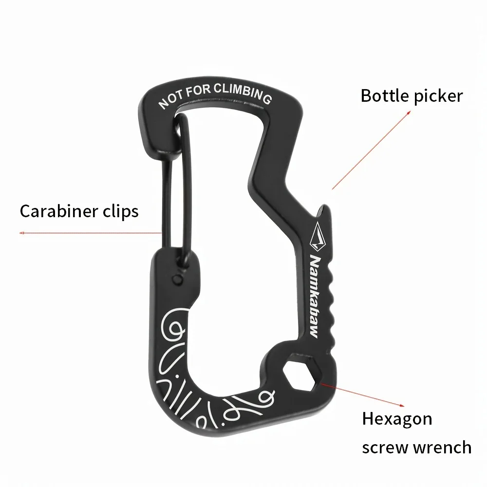 1/2/5pcs Outdoor Backpack Carabiner Multifunctional Print D Ring Spring Hook Metal Water Bottle Clip Aluminum Quick Release