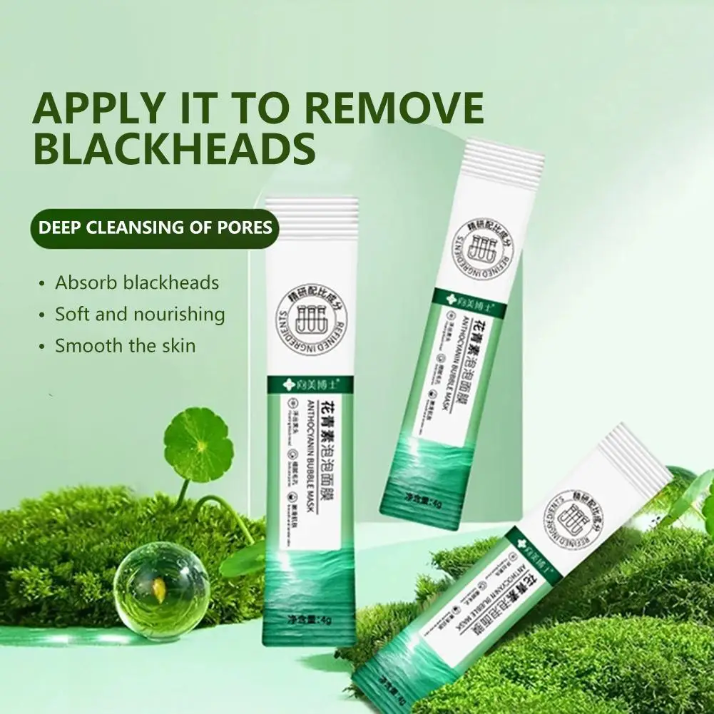 

4gx 12pcs Anthocyanin Bubble Mask - Deep Cleansing, Blackhead & Dead Skin Removal, Clogged Pore Improvement, Smear-Type Facial