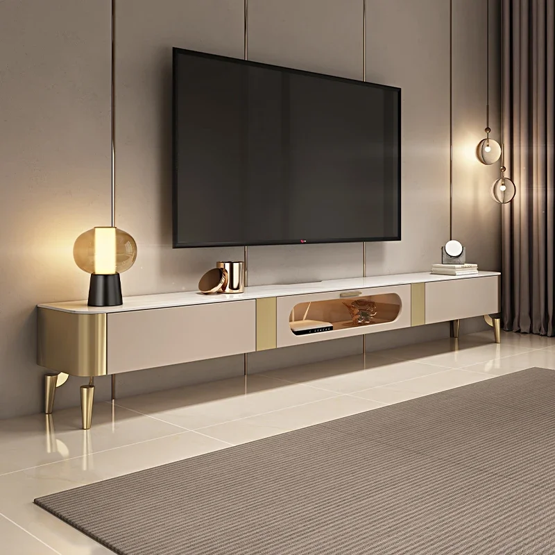 

Modern Tv Furniture Entertainment Unit Luxury Cheap Simple Room Rack Suspended Muebles Para El Hogar Display Gold Stand