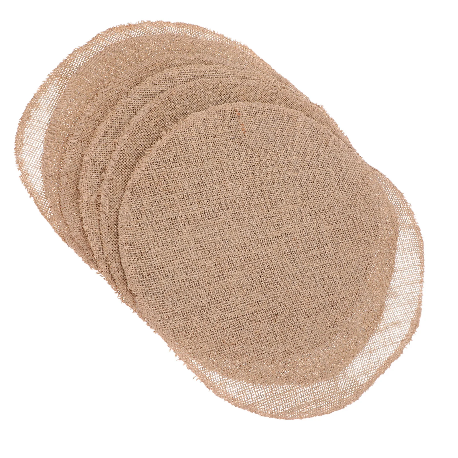 

6Pcs Round Burlap Placemats Rustic Natural Linen Farmhouse Dining Table Mats Heat Resistant Washable Placements Coasters