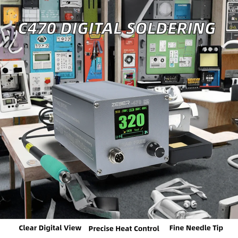 XUFENGWANG Portable C470 Rework Station Digital Welding Table 220V/50Hz for BGA SMD Board Soldering with Needle Tip
