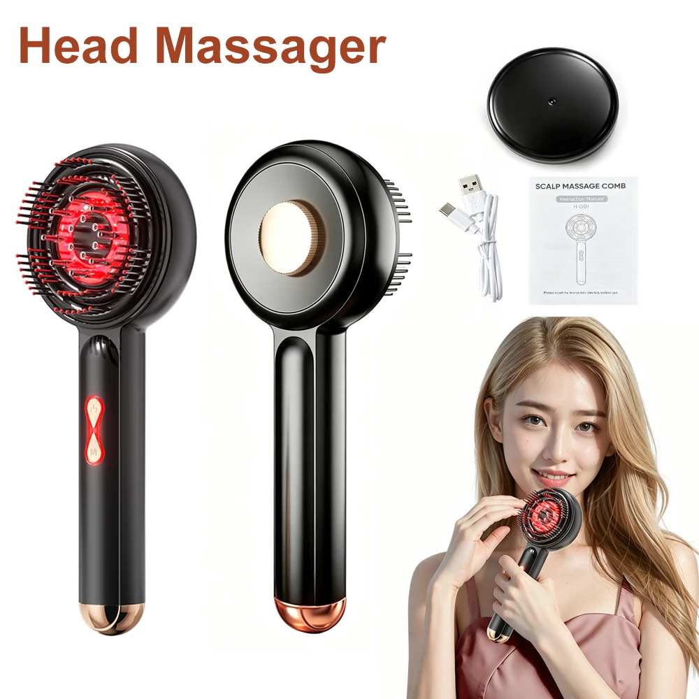 EMS Scalp Massage Comb With Red Light Function Household Daily Relax Scalp Brush For Anti Hair Loss And Liquid Oil Applicator