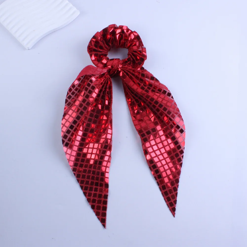 Ikat Rambut Besar Berpayet Model Usus Besar untuk Wanita, Tali Rambut Kuncir Kuda, Ikat Rambut Pita Mewah, Aksesoris Rambut Grosir