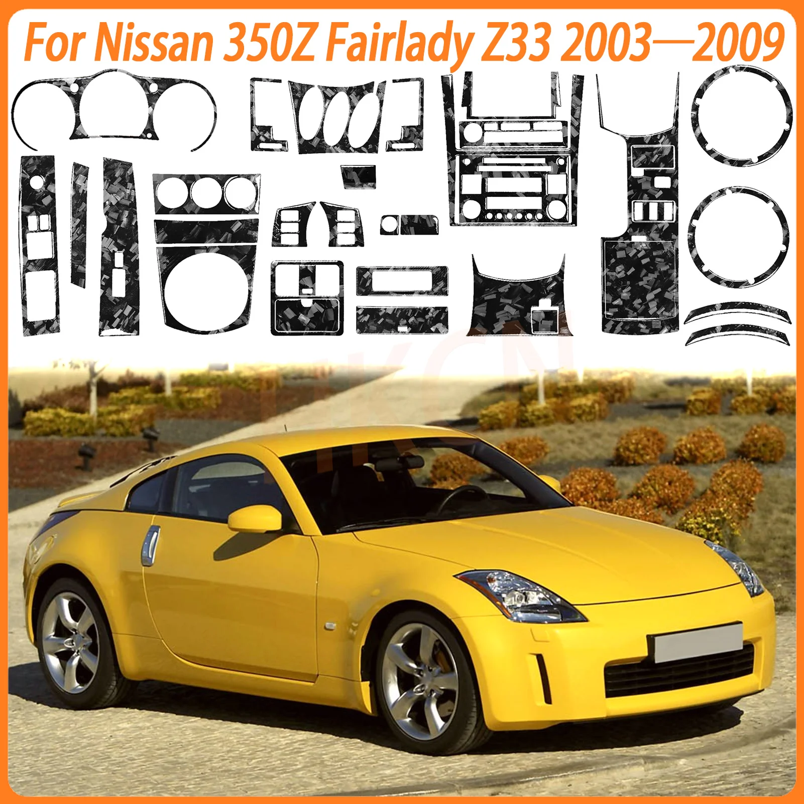 Carbon Fiber Car Accessories Speedometer Trim Door Post Trim Console Gear Shift Panel Sticker For Nissan 350Z z33 2003-2009
