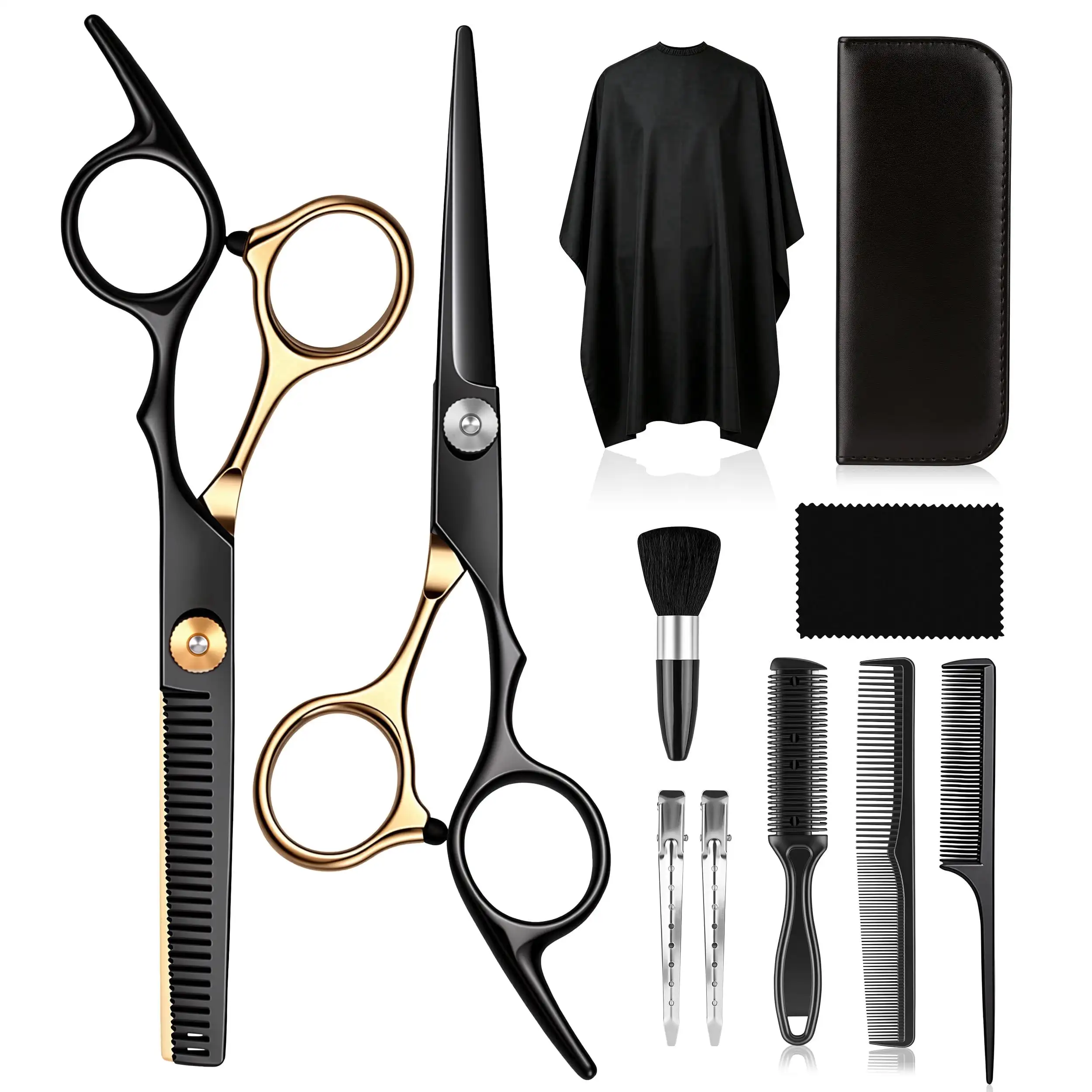 11 PCS Hair Cutting Scissors Kit, Professional Stainless Steel Barber Hair Shears Set for Men Women, Home Salon