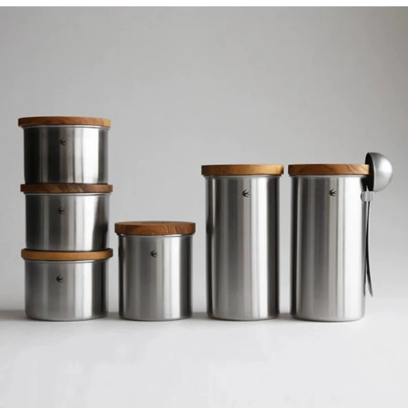 Bocal hermétique en acier inoxydable, 1 pièce, pour le stockage de poudre de café et de thé, conteneur de conservation pour la cuisine et la maison