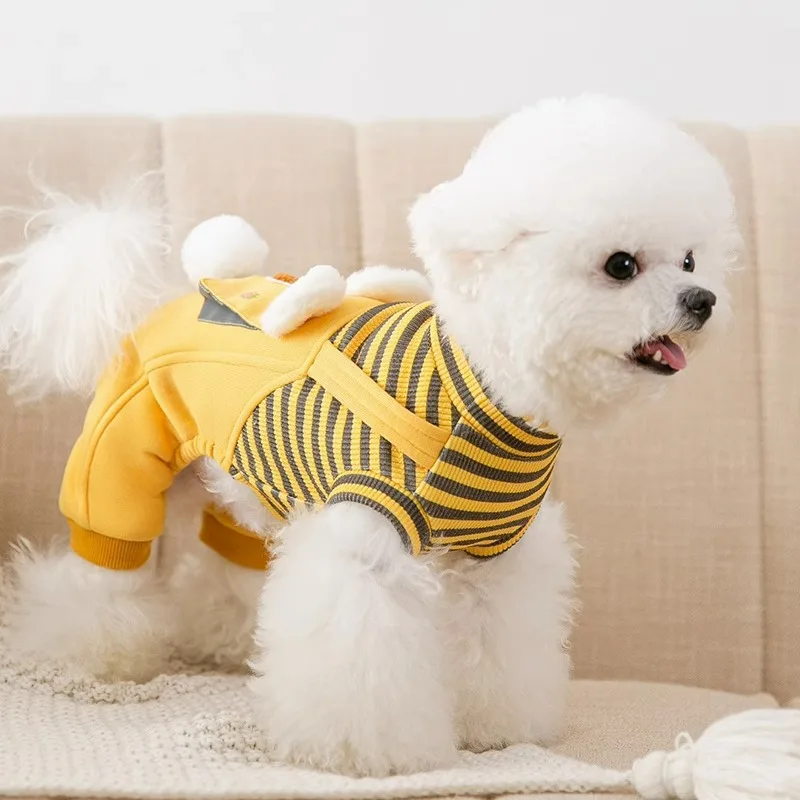 

Dog Four-leg Suspenders Cute Rabbit Furball Warm Winter Clothes Pet Suit Clothes Teddy Soft Dog Clothes