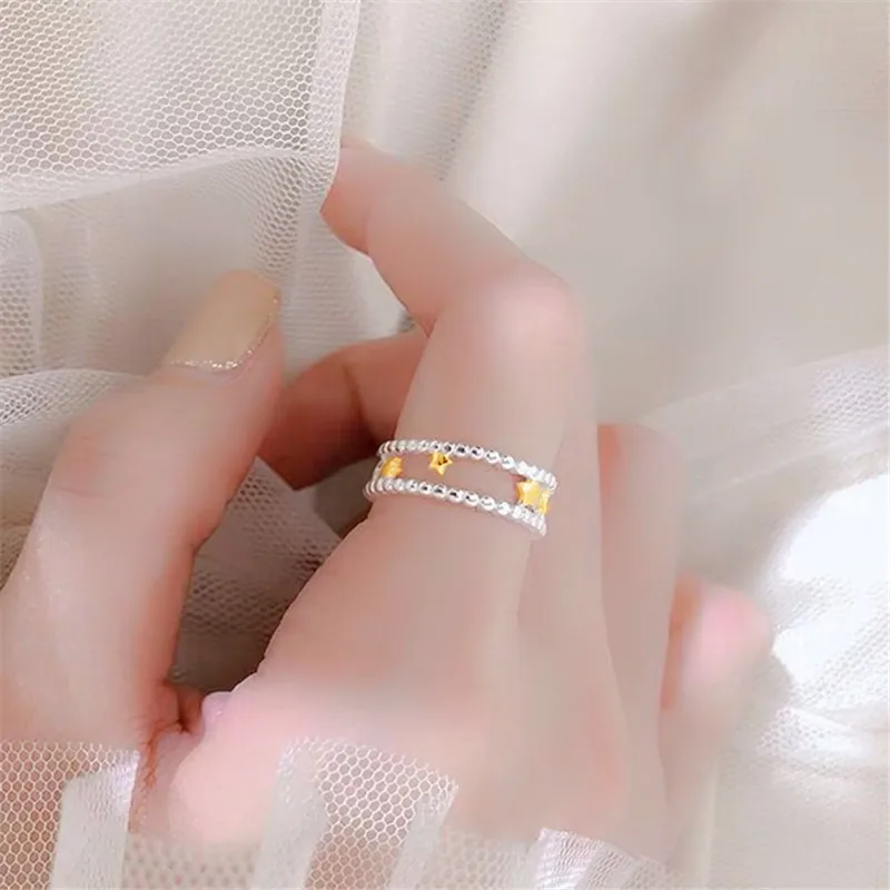 Women's Double-layer 925 Sterling Silver Five-pointed Star Ring