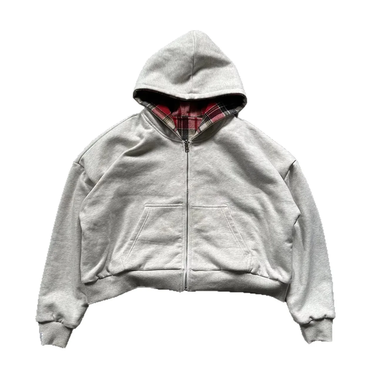Plaid Patchwork Set Loose Fit Casual with Zipper Pocket Autumn Long Sleeve Winter Hooded Daily Men Hoodies and Sweatshirts