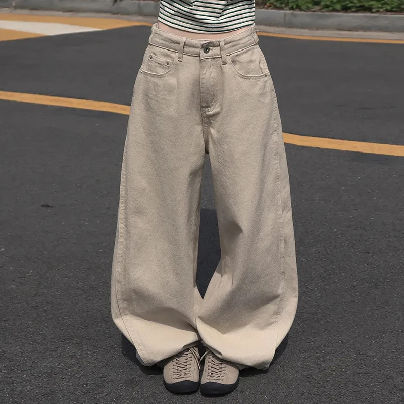 Vintage Relaxed Casual Loose-fit Pants Street Large Pockets Harajuku Y2K High Waist Wide Leg Jeans Denim Pants 2026 New Trousers