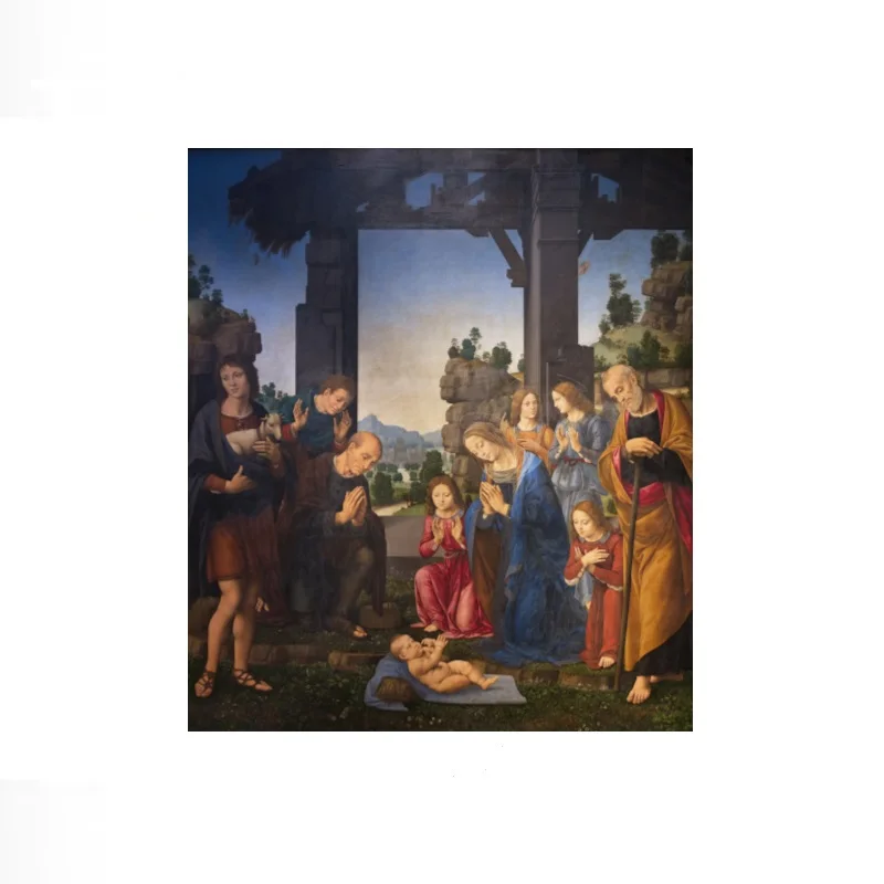 Lorenzo di Credi, Adoration of the Shepherds, Art Print Canvas Poster, Living Room Decor, Home Wall Picture