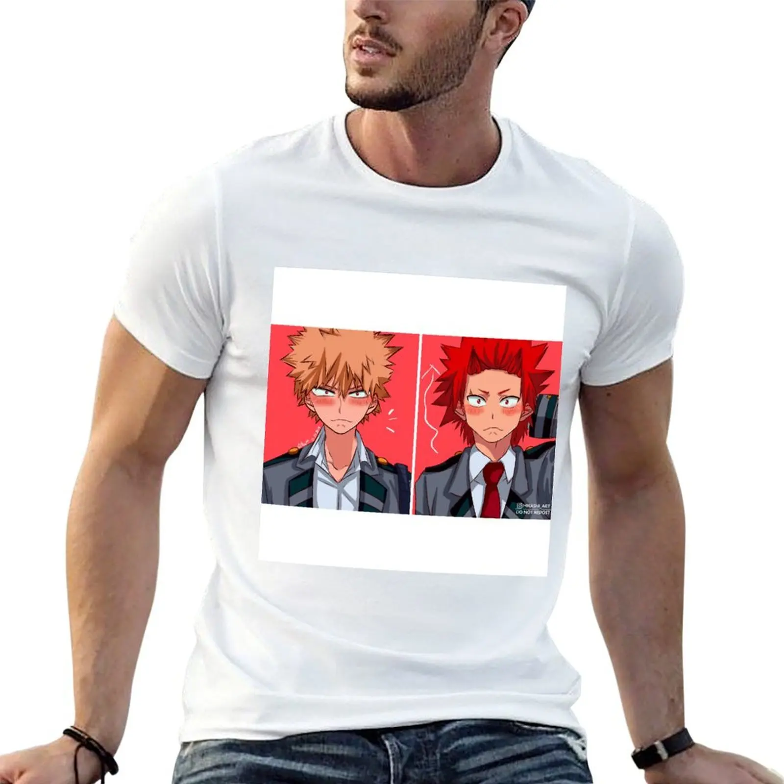

T-Shirt cotton for man kiribaku shirt t anime man men blush tshirt shirts 100% t