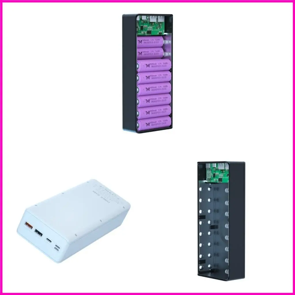 for Shell LCD QC3.0 PD 16x18650 بطارية للحالة 5W/10W Wireless Char