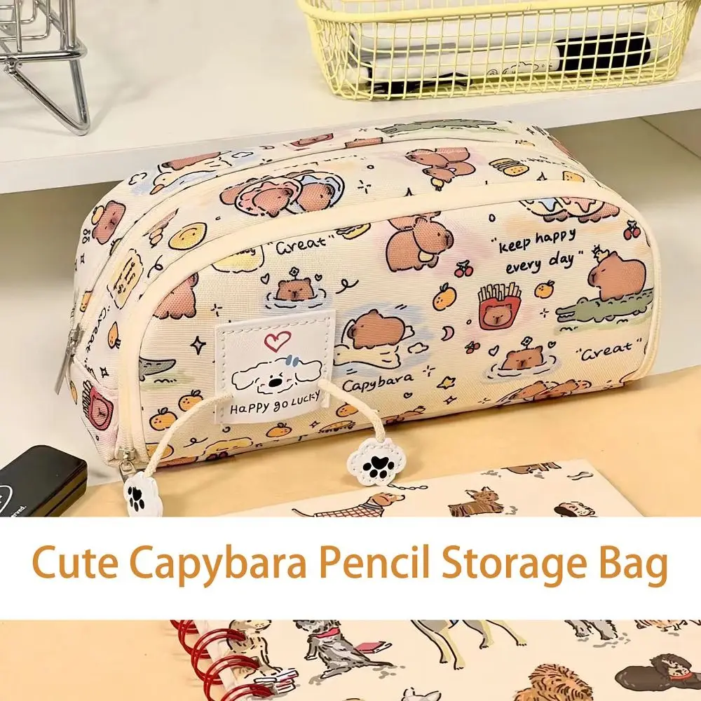 Capivara Lápis Caso Flip Capa, Alta Aparência Pen Bag, Papelaria De Grande Capacidade Bolsa De Armazenamento, Presente Criativo Do Estudante