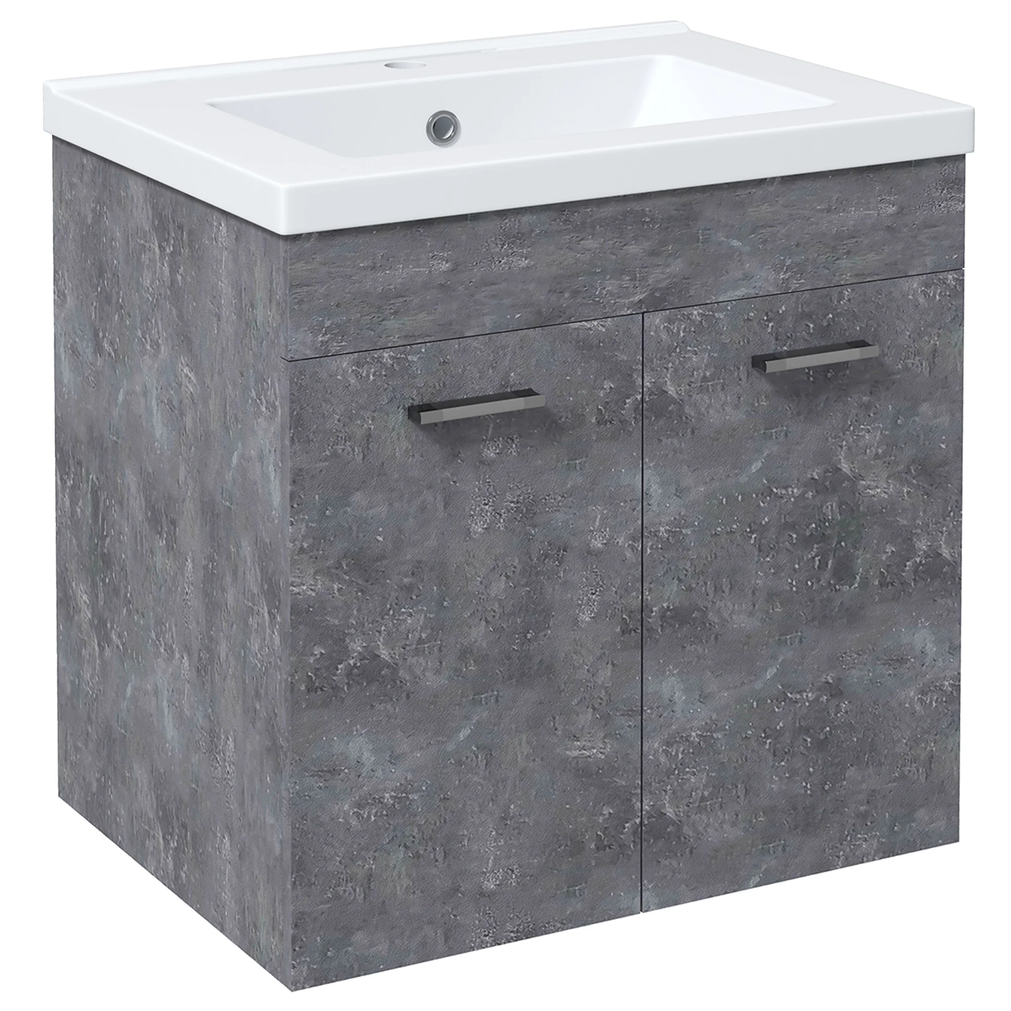 Kleankin bathroom cabinet with ceramic sink low wall cabinet with 2 doors and adjustable shelf finish melamine 60x45,5x60 cm Gray