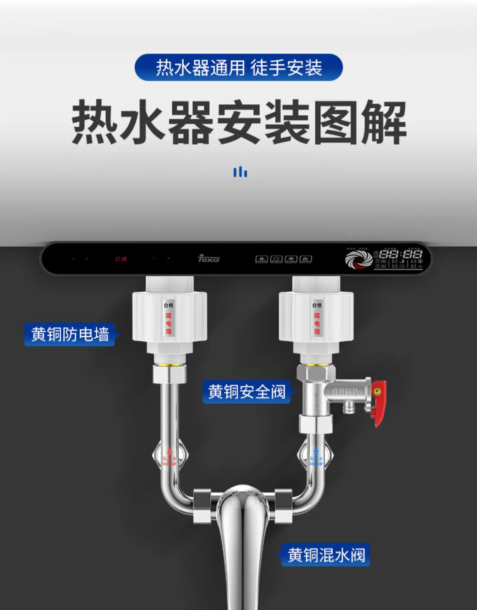 1pc Electric water heater anti-electric wall Electric water heater partition wall Domestic water heater protection accessories
