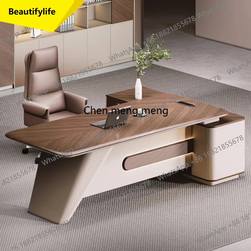

a38 Standing Computer Desk L Shaped Sedentary Boss Work Executive Table Chair President Large Table Modern Office Office Furnitu