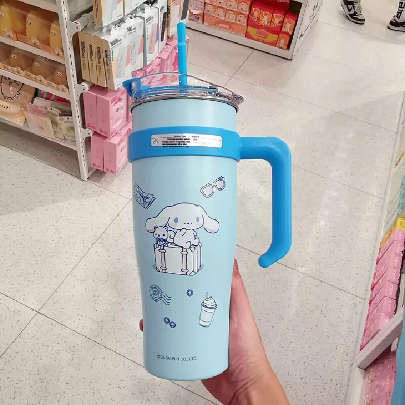 2024 New Sanrio 1200ml bigThermos Bottle Cold Ice Cute Food Grade 316 Stainless Steel Water Bottle Straw Halloween Gift New 2024