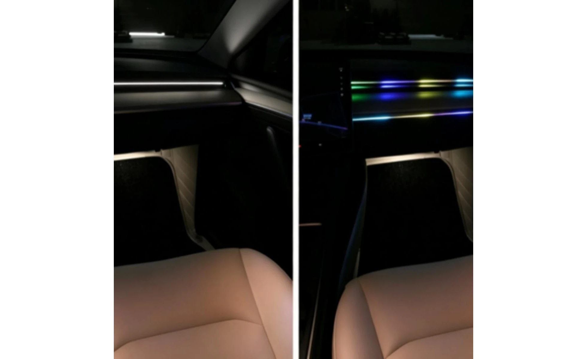 6 Pieces Acrylic Interior Car LED Lights App Controlled Car Ambient Lighting Kit Acrylic Light Strips Multicolor for Drivers