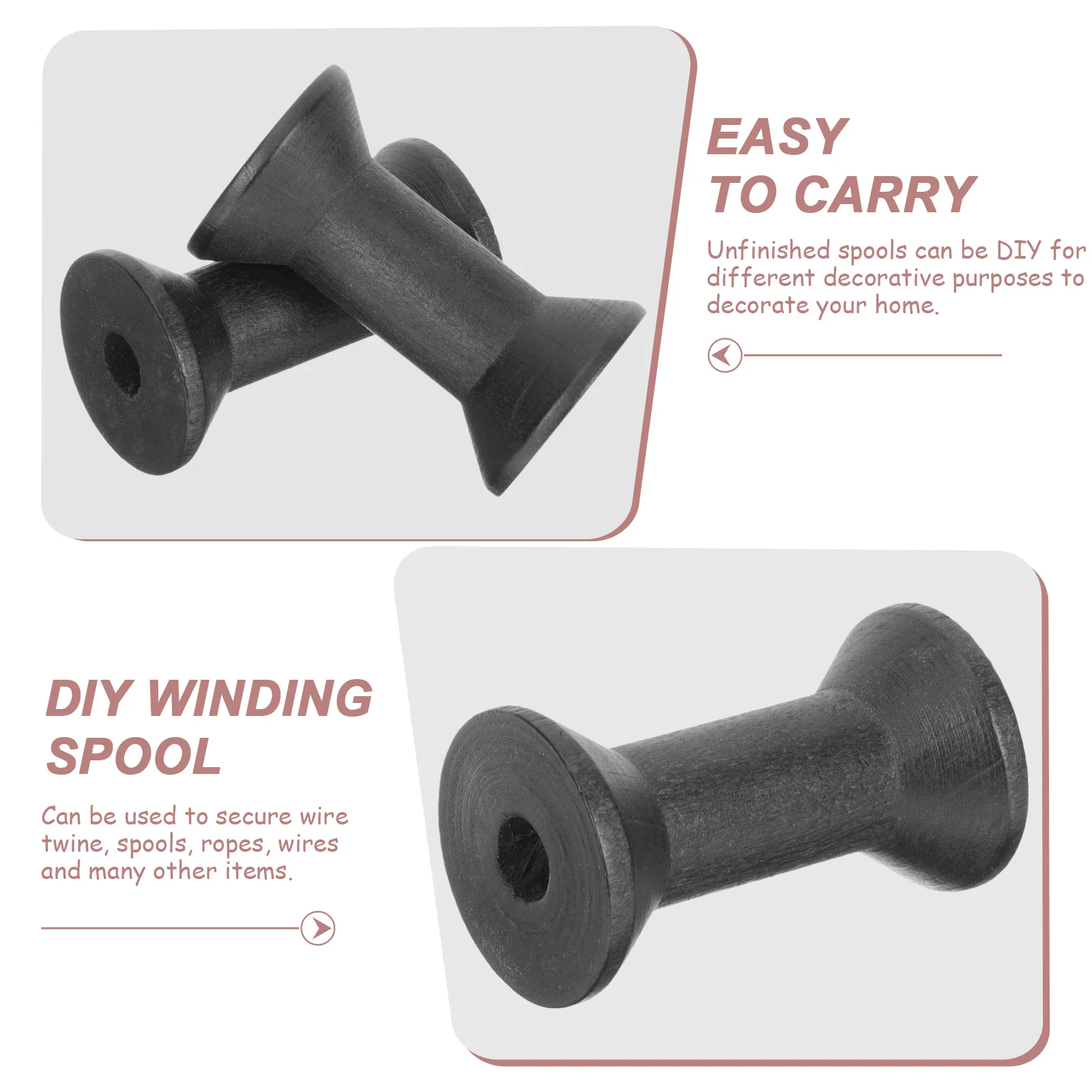 

10Pcs Wooden Thread Spools Natural Color DIY Unfinished Durable Safe Home Decor Wire Twine Organizer Ribbon Storage Organizer