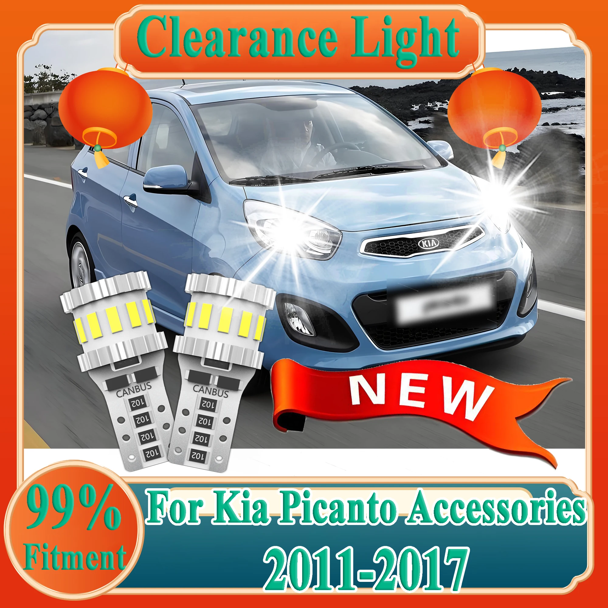 

2 шт. T10 W5W Canbus светодиодный габаритный фонарь Plug and Play для аксессуаров Kia Picanto 2011-2014 2015 2016 2017 автомобильный парковочный фонарь