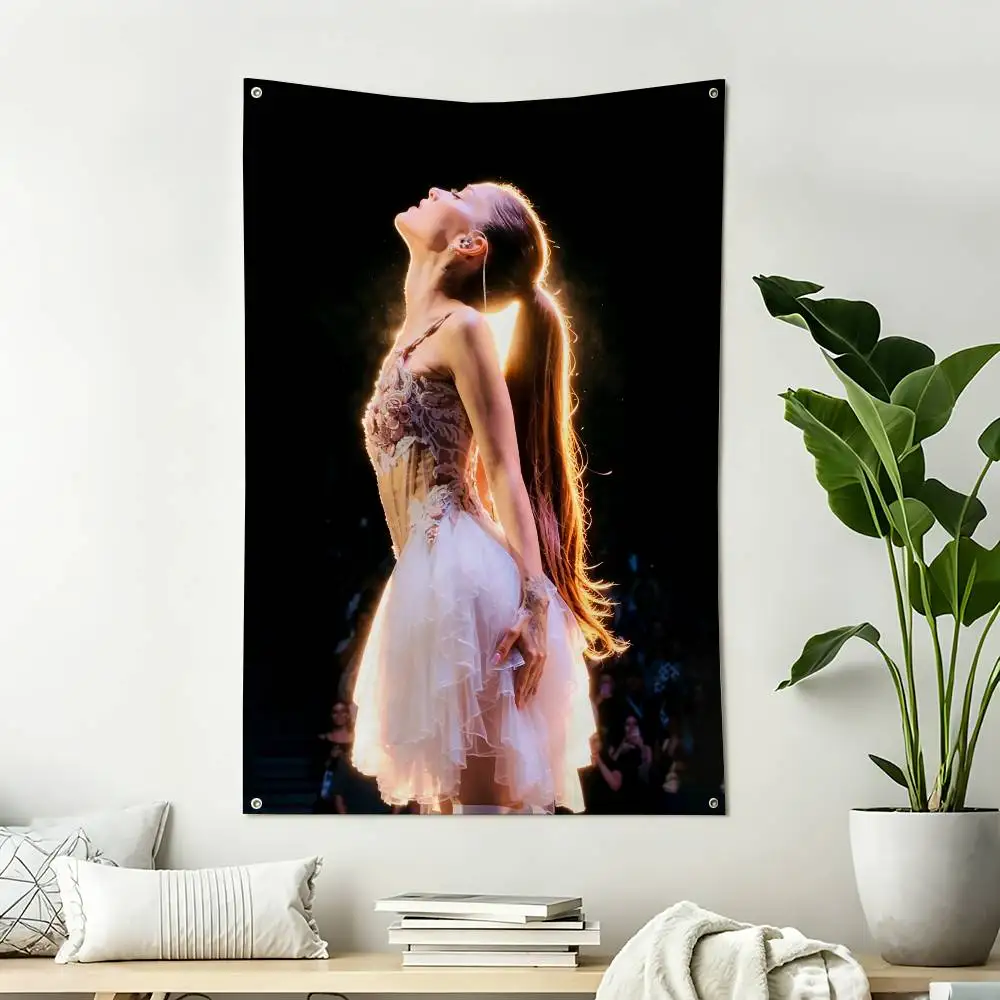 Singer A-Ariana Grande Home Decor Vertical Flags Indoor Outdoor Hanging Decor for Bedroom Living Room Wall Decoration