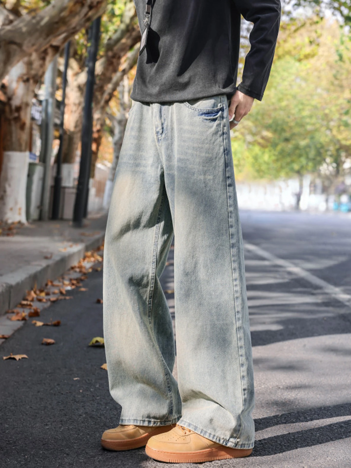 

Мужские джинсы Cleanfit Vintage с прямыми штанинами, весенние, модные, в стиле High Street, повседневные, свободного кроя, из смесового хлопка и полиэстера