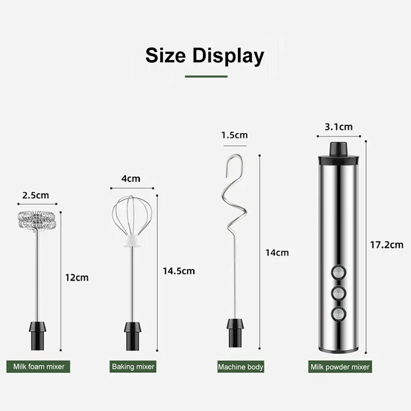 3 In 1 Milk Frothers Electric Handheld Blender With USB Electrical Mini Coffee Maker Whisk Mixer For Coffee Cappuccino Cream