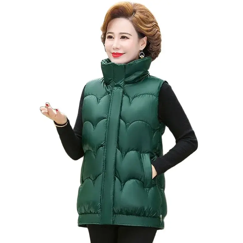 

Autumn Winter Down Cotton Vest Women 2023 NEW Loose Stand-Up Collar Waistcoat Outerwear Fashion Vestidos Jackets Coat Female