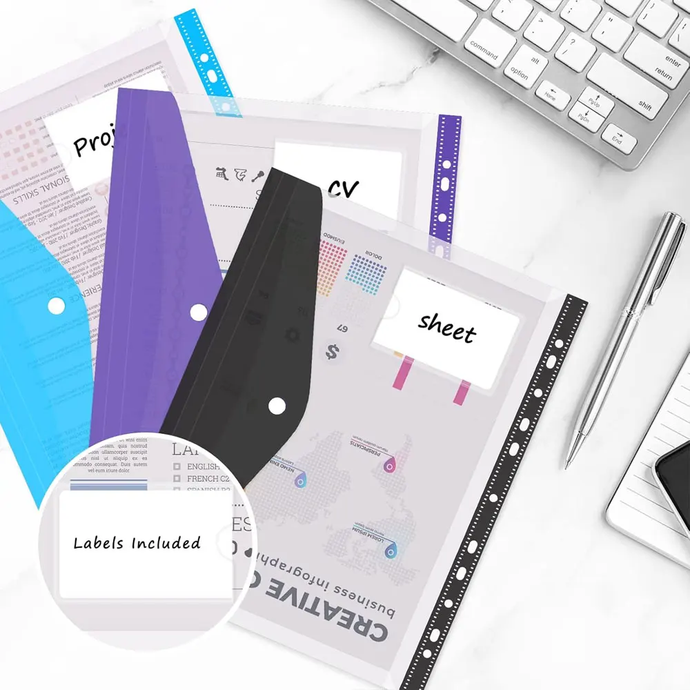 12 قطعة منظم ملفات بستة ألوان، مجلد توسيع بلاستيكي ذو 11 فتحة لمجلدات حلقة 2/3/4 مع إغلاق سريع وملصقات فارغة. #3