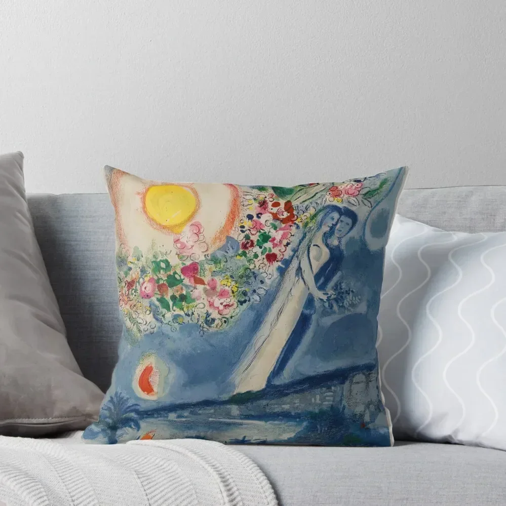 

Lovers in the Sky of Nice by Marc Chagall Throw Pillow Cushion Cover Set pillow pillowcase ornamental pillows pillow