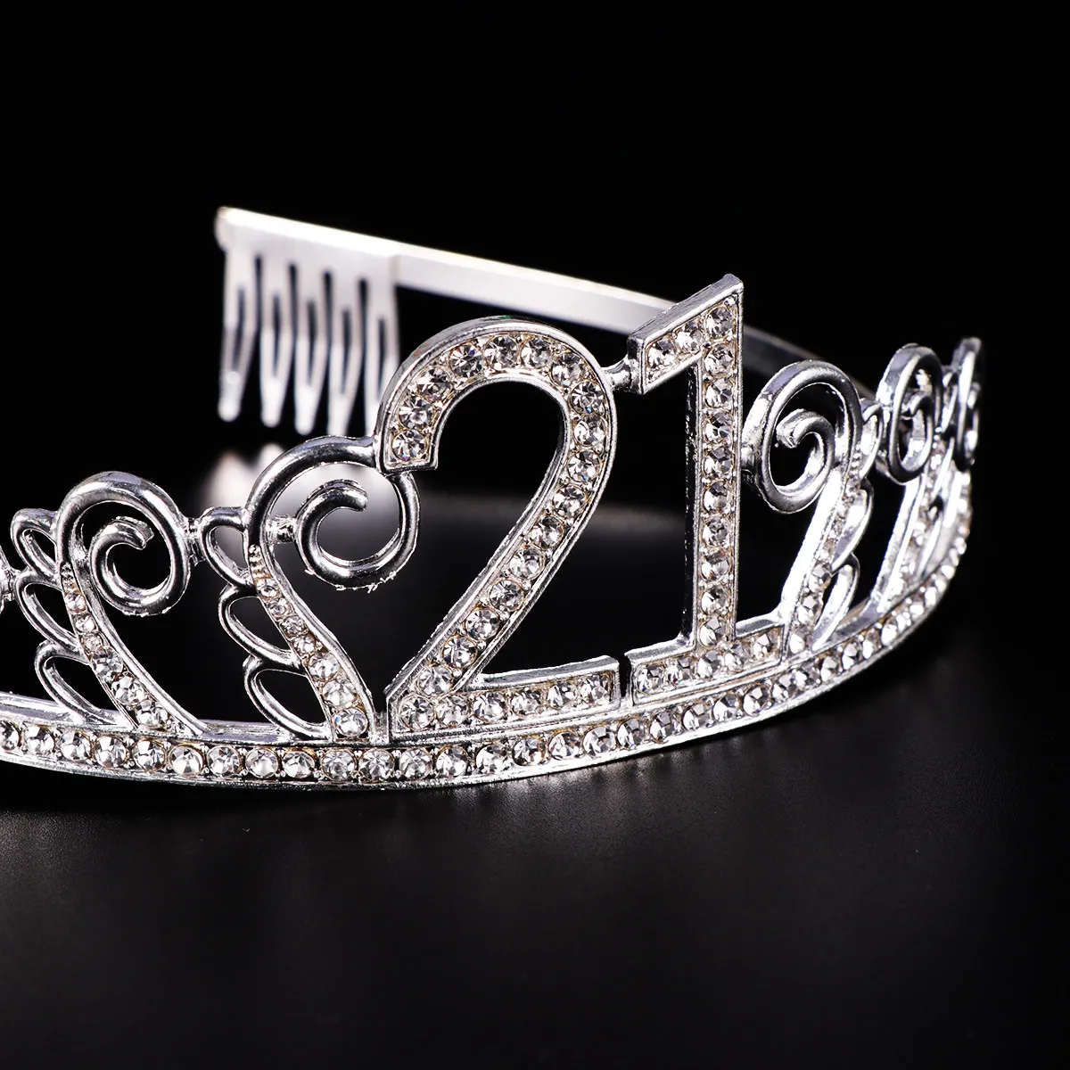 

Кристальная тиара на день рождения, гребень для волос с 21 узором, повязка на голову для выпускного вечера, корона королевы, аксессуар для волос, корона со стразами