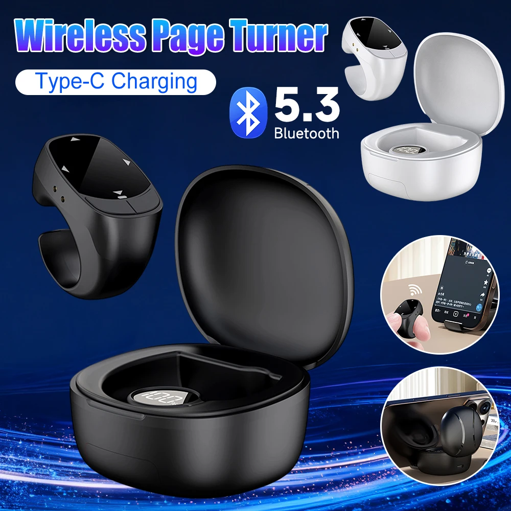 Fingertip Remote Scrolling Ring For Tiktok Remote Control Bluetooth 5.3 Wireless Camera Shutter Selfie Page Turner Clicker