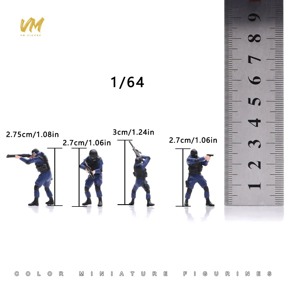 Miniature Figure 1/87 1/64 1/43 1/24 1/18 Scale Counter-Strike SWAT Male 3D Mini Doll Diorama Model Combat Scene Props Decor