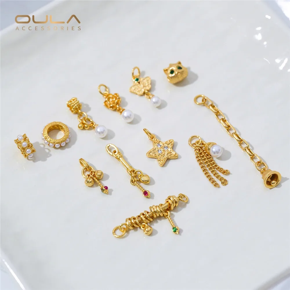 Vietnamese Sand Gold Pearl Running Rings Bead Separators Hanging Beads Chain Tassels Pendants Diy Hand-strung Jewelry Accessorie